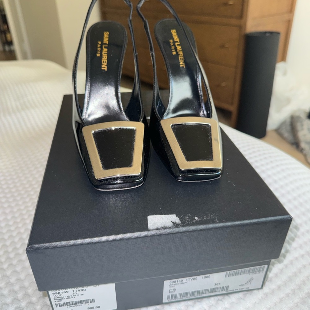 Saint Laurent Black and silver Women's Heels